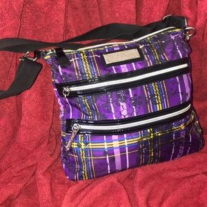 Betsey Johnson purple plaid crossbody purse